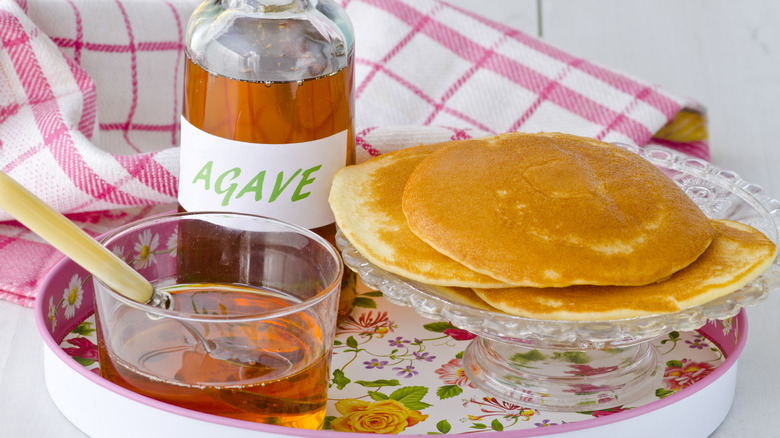 Agave syrup and pancakes