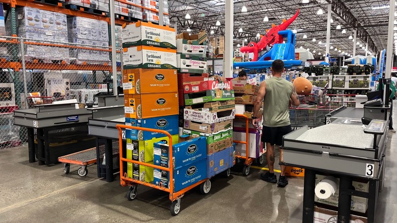 Boxes at the check out of Costco