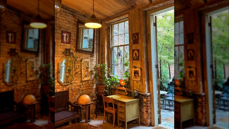 Rustic interior of Fourth Wall coffee shop