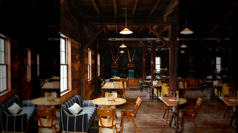 Wooden, rustic interior of The Mill