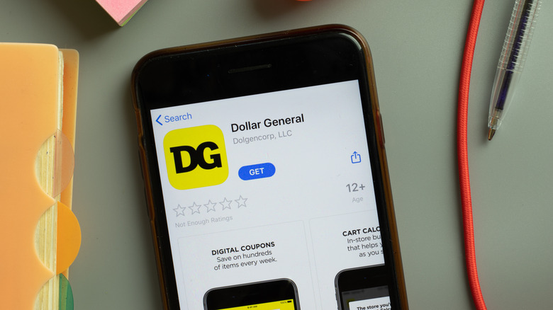 Dollar General app on phone