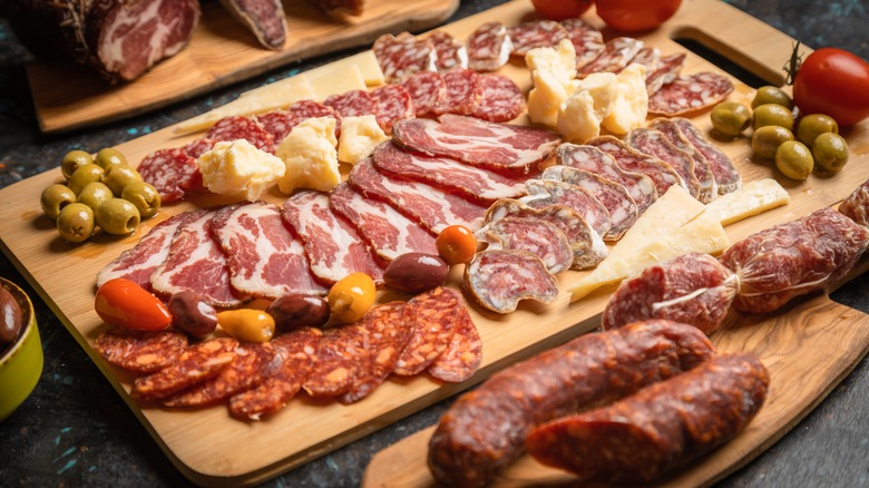 Deli meats on cutting board