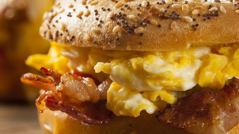 bacon egg cheese on bagel