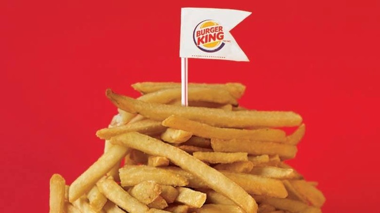 Tower of fries with flag