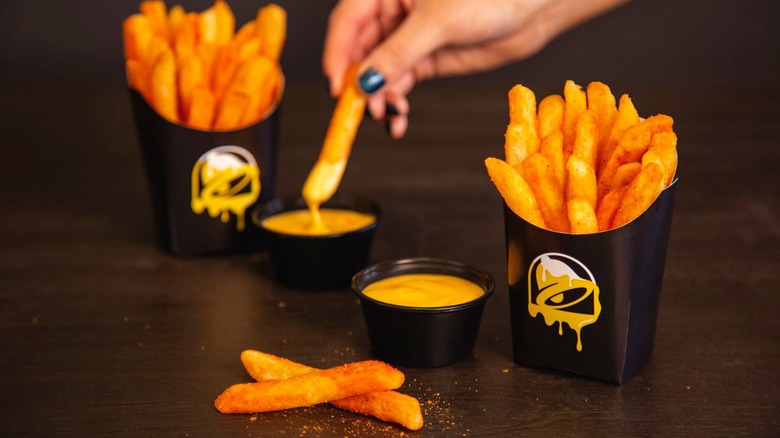 Nacho fries with cheese dips