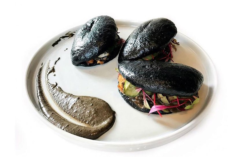 Most Over the Top Dish: Pork Belly Squid Ink Bao, Sakana Sushi Lounge (Los Angeles) 