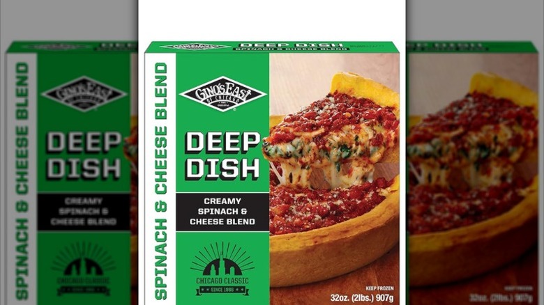 a box of Gino's East of Chicago spinach and cheese blend deep dish
