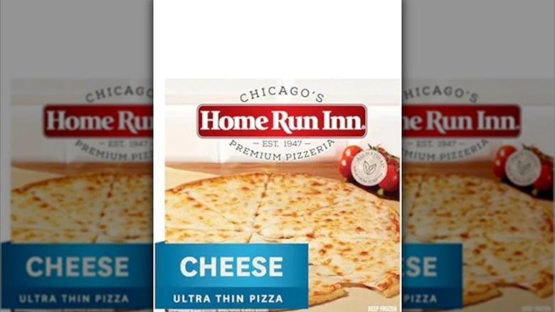 a box of Home Run Inn ultra thin cheese pizza against a white background