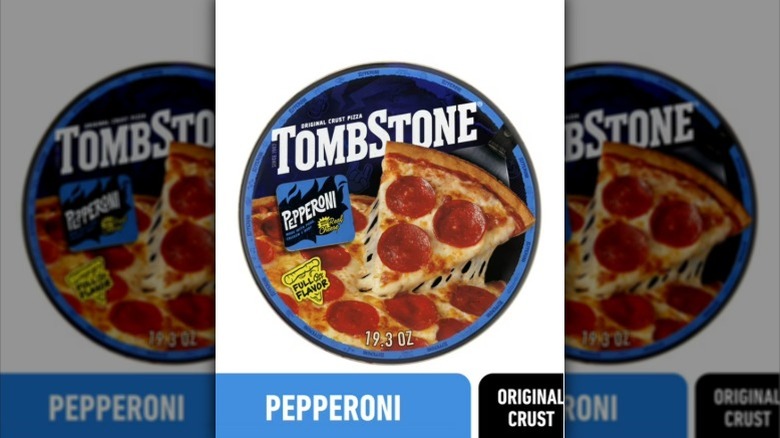 a package of Tombstone original crust pepperoni against a white background