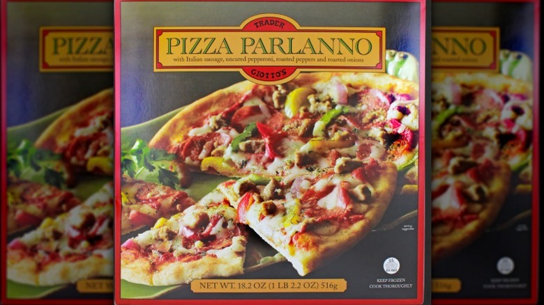 a box of Trader Joe's pizza parlanno