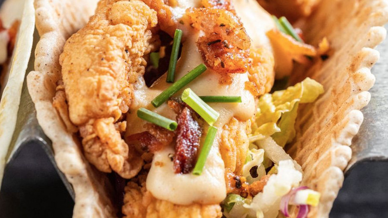 Chicken and waffle taco from Velvet Taco