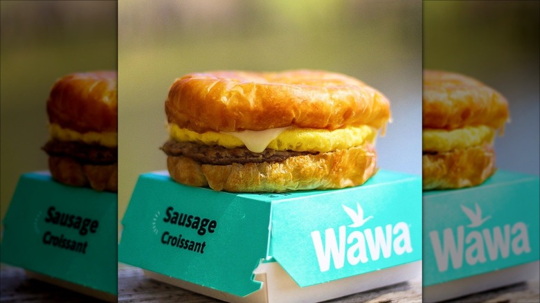 Croissant sandwich with breakfast sausage