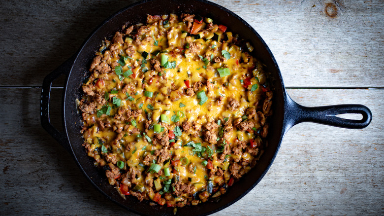 Ground beef skillet with cheese