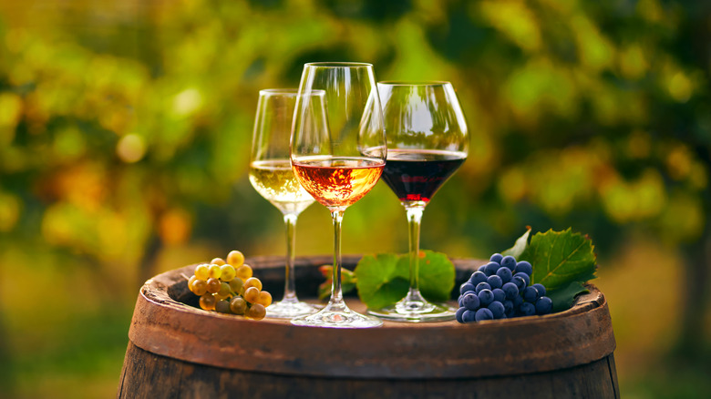 white, rosé, and red wine