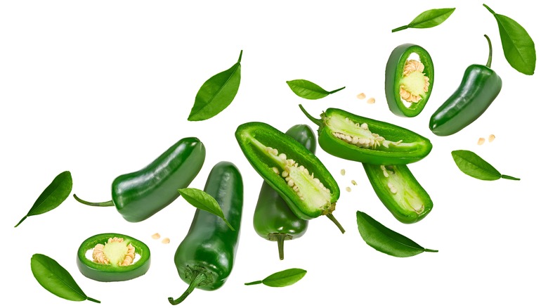 jalapenos on whtie background
