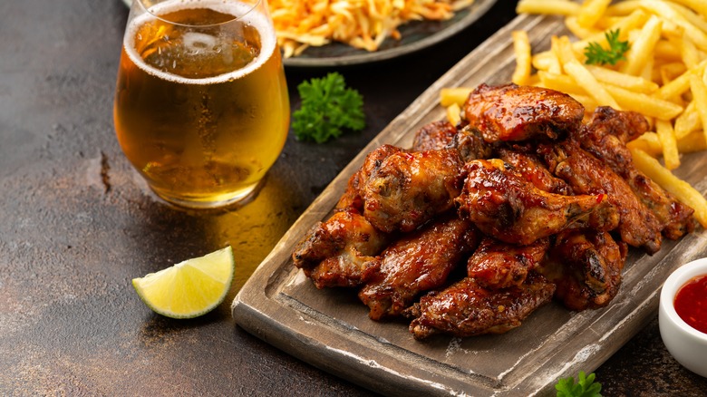 Chicken wings and beer 