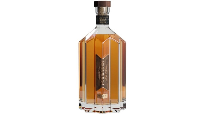 A bottle of Forbidden Single Barrel Wheated Bourbon