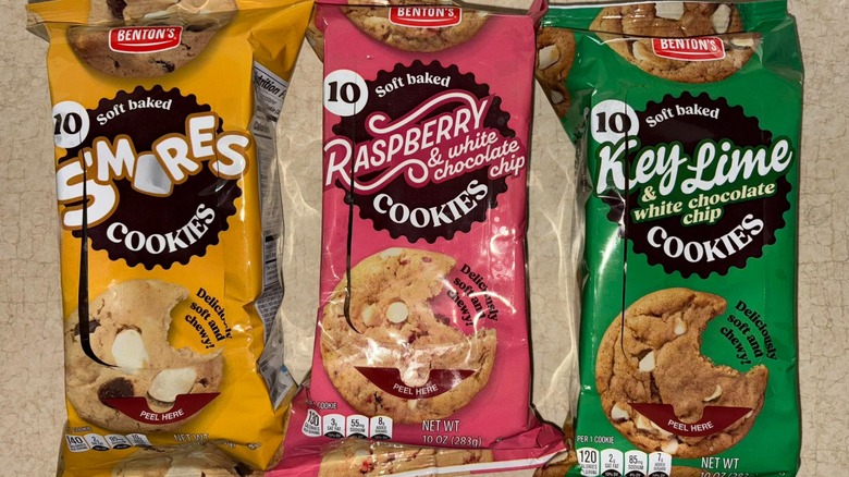 Benton's soft baked cookies in s'mores, raspberry and white chocolate chip, and key lime and white chocolate chip (left to right)