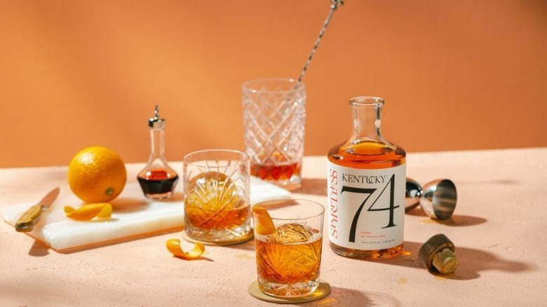 Kentucky 74 bottle and cocktails