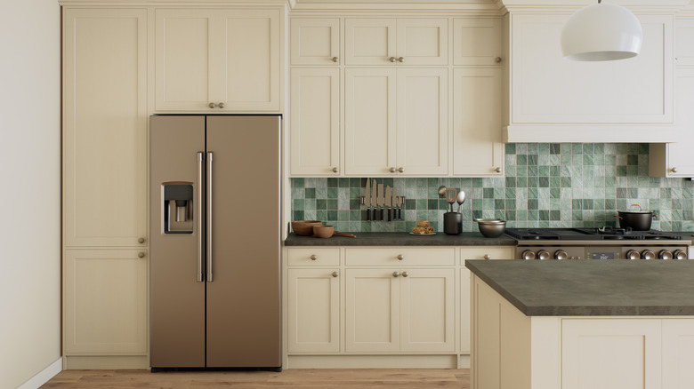 Kitchen with modern refrigerator