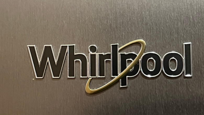 Whirlpool logo on refrigerator door