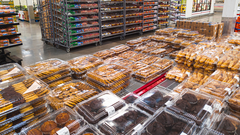 Close up of Sam's Club bakery section with cookies and muffins