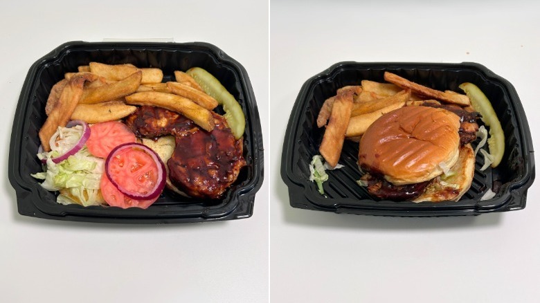 Texas Roadhouse barbecue chicken sandwich in black container