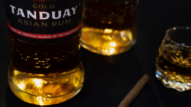 Close up of Tanuay rum and glasses