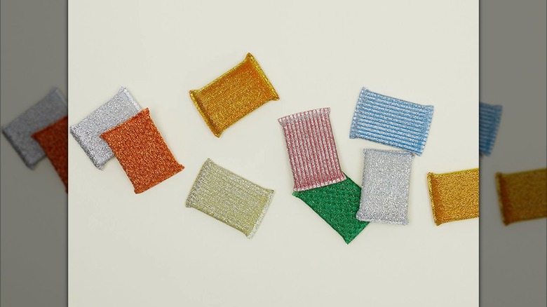 Colorful Hawkins New York Lurex Sponges on a pale background