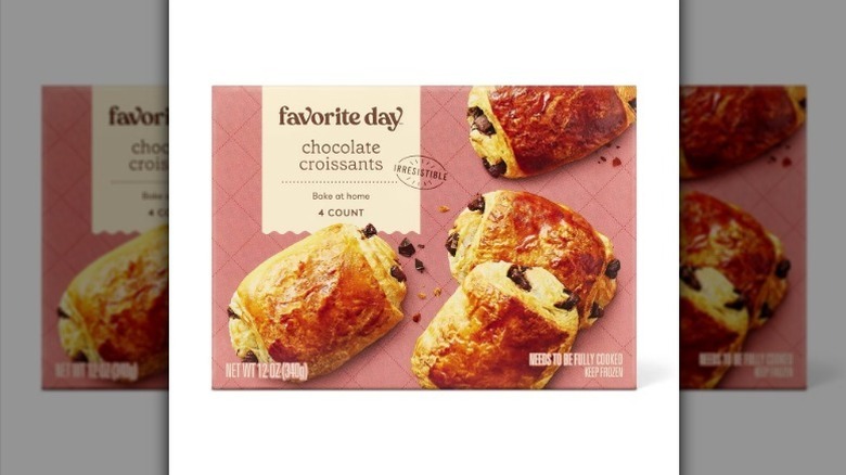 Favorite Day chocolate croissants on white background