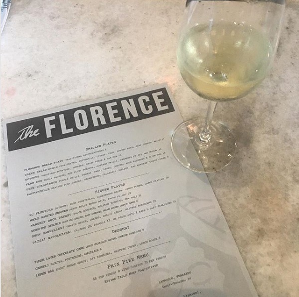 Dinner at The Florence, Savannah, Georgia