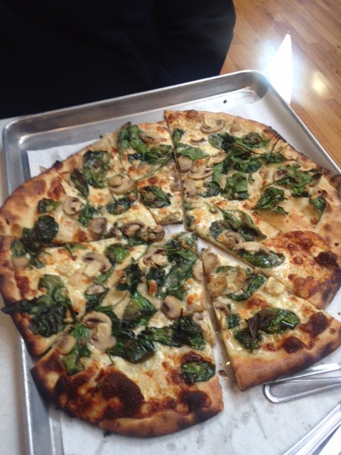 Spinach, Mushroom, and Gorgonzola Pie at Frank Pepe's, New Haven, Connecticut