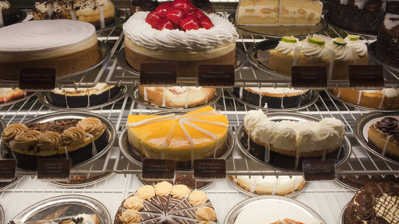 cake display at a Cheesecake Factory