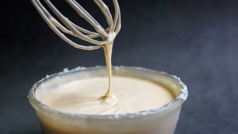 Cream being whisked 