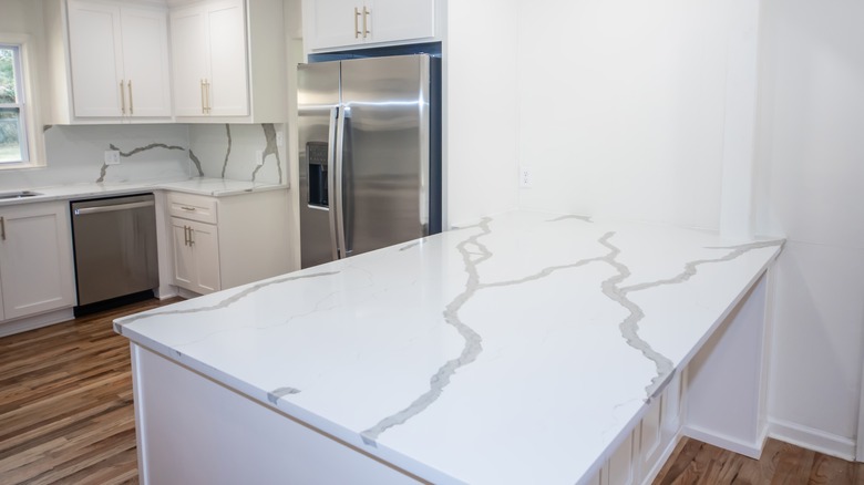 Quartz kitchen island