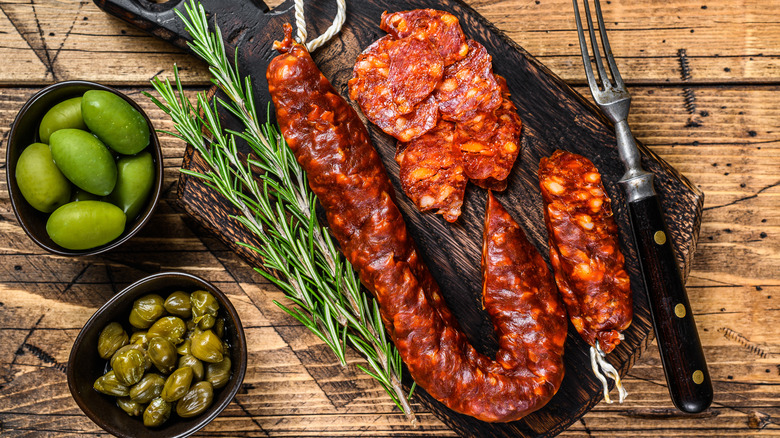 Spanish chorizo and olives
