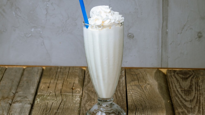 vanilla milkshake in glass