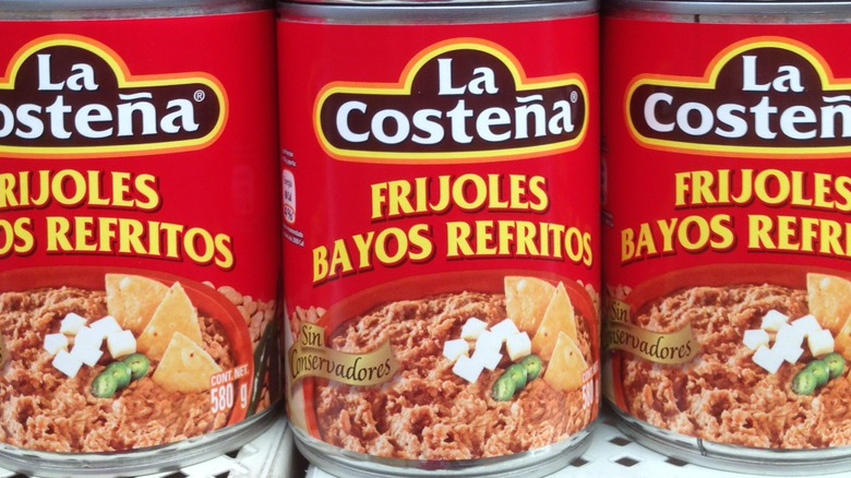 Cans of refried beans from Mexico