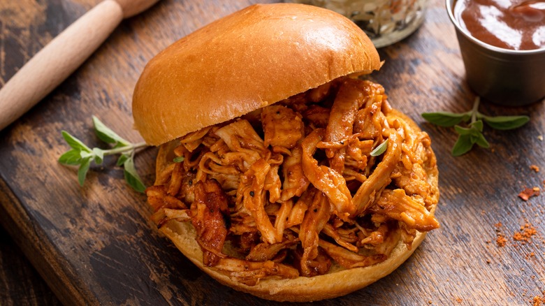 BBQ sandwich with sauce 