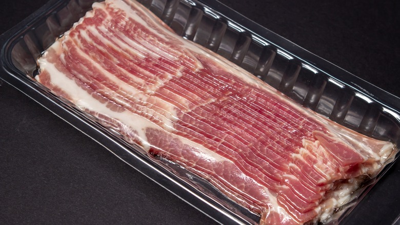 sealed package of bacon