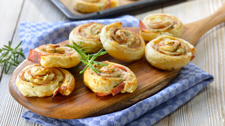 Pinwheel pastries filled with ham