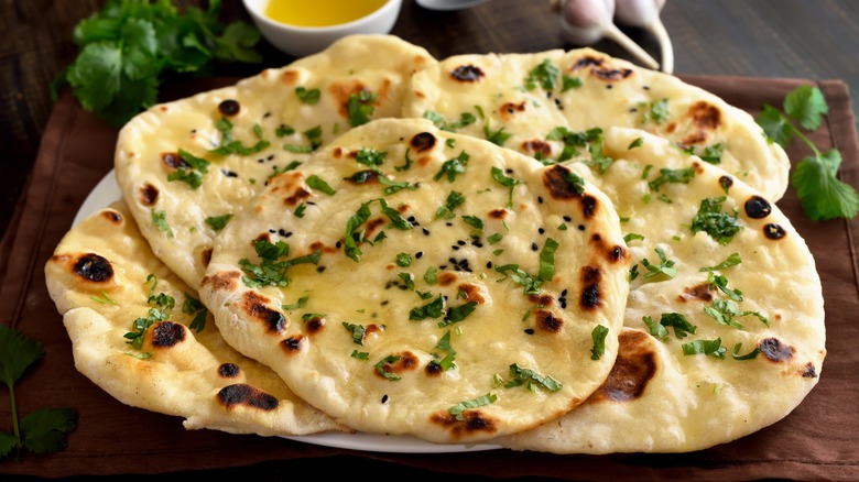 Naan bread with butter and herbs