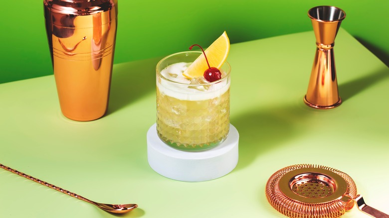 Whiskey sour with shaker