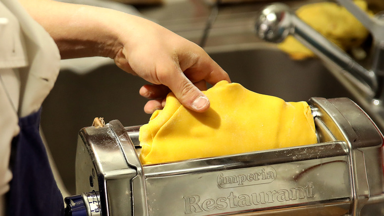 making pasta with machine