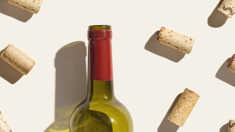 Wine bottle and corks