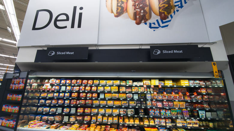 View of the deli meat section of a Walmart