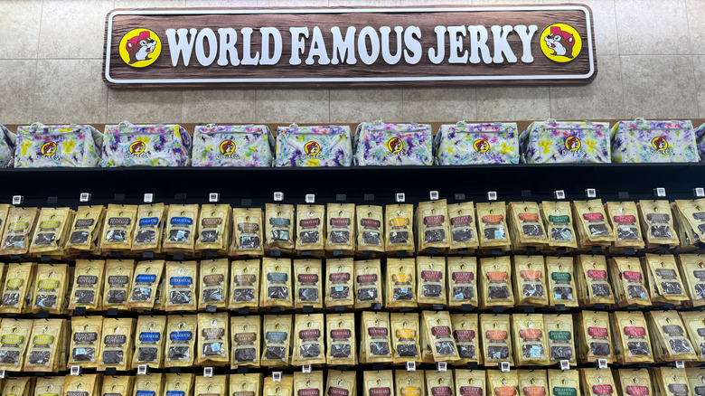 Wall of jerky in a Buc-ee's