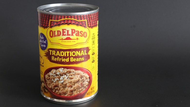 can of traditional refried beans