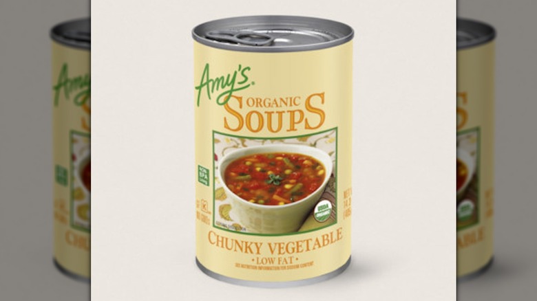 Can of Amy's Organic Low-Fat Chunky Vegetable Soup