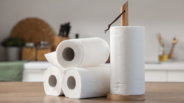 Paper towels on counter